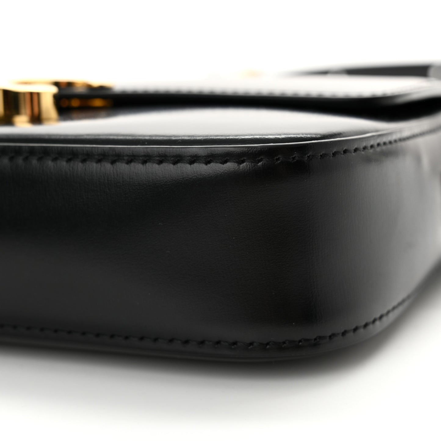 Shiny Calfskin Triomphe Shoulder Bag Black