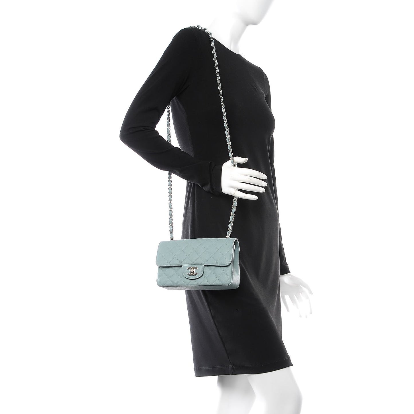 Caviar Quilted Mini Rectangular Flap Green