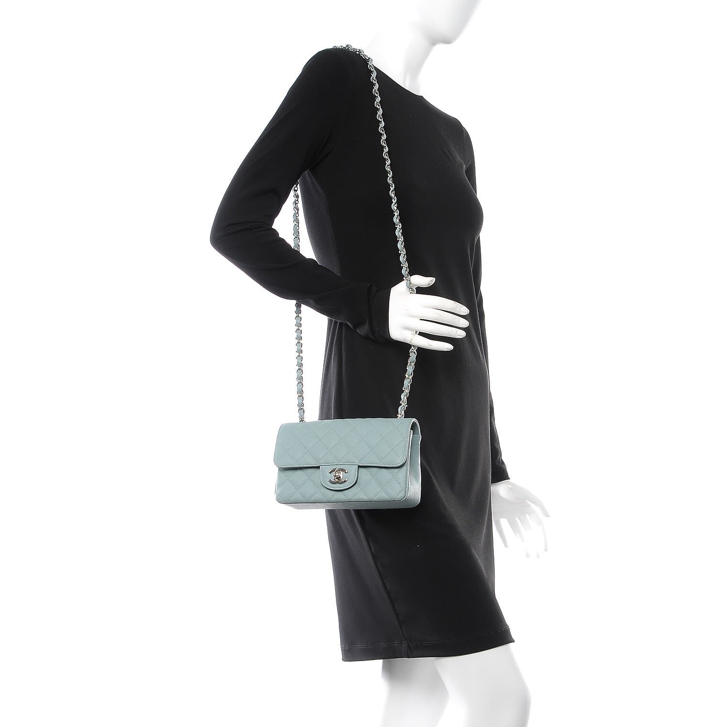 Chanel Caviar Quilted Mini Rectangular Flap Green 2 of 9