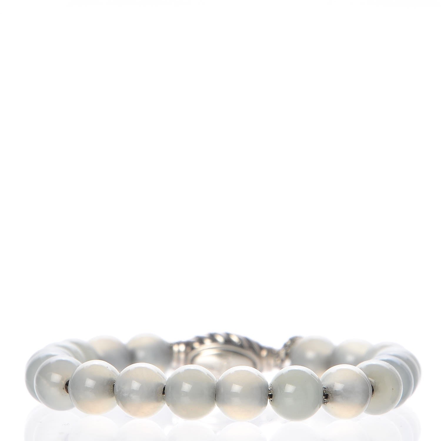 David Yurman Sterling Silver Chalcedony 8mm Spiritual Beads Adjustable Bracelet 3 of 5