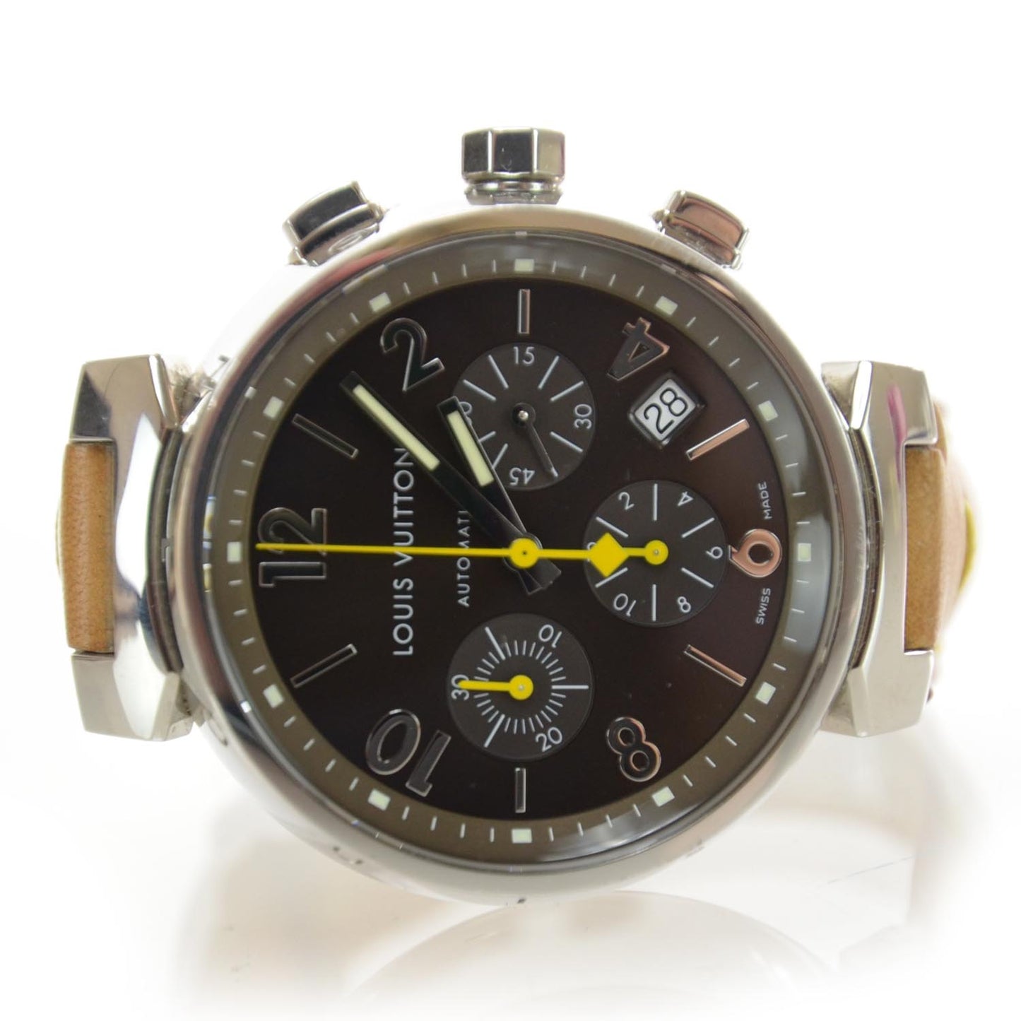 Stainless Steel Vachetta 41mm Tambour Chronograph Automatic Watch Brown