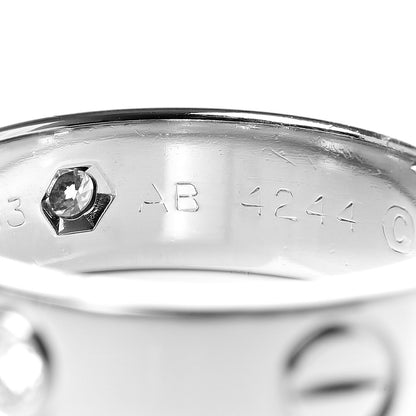 Cartier 18K White Gold 3 Diamond 5.5mm LOVE Ring 53 6.25 6 of 9