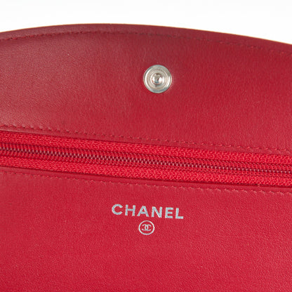 Chanel Caviar Sevruga Wallet On Chain WOC Red 6 of 8