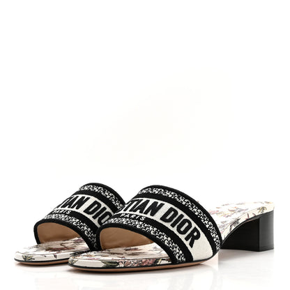 Christian Dior Canvas Jardin Botanique Embroidered Dway 40mm Slide Sandals 37 White Multicolor 3 of 9