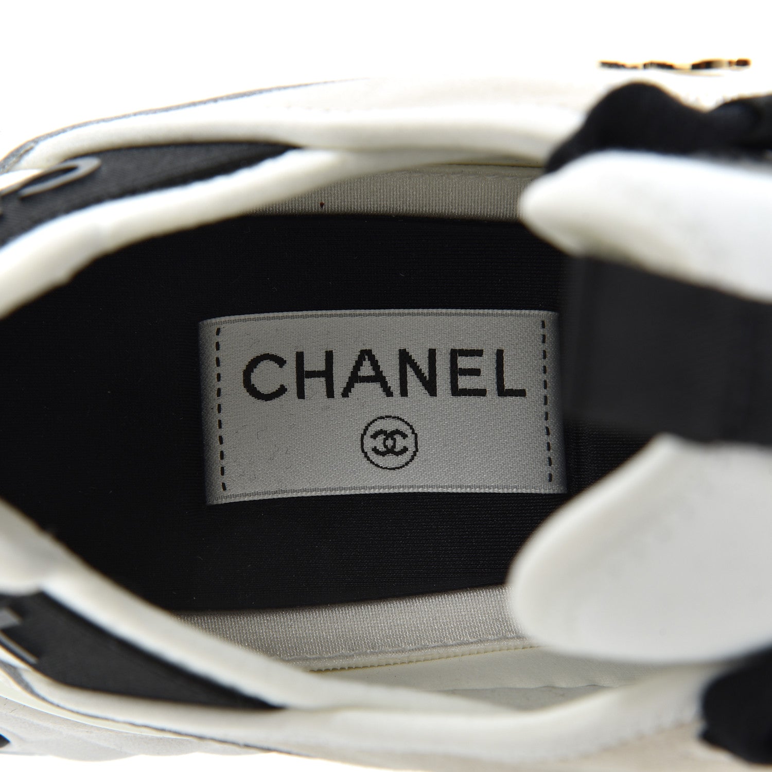 Chanel Velvet Calfskin Mixed Fibers CC Sneakers 41 Ivory Black 7 of 9