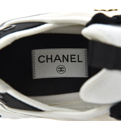 Chanel Velvet Calfskin Mixed Fibers CC Sneakers 41 Ivory Black 7 of 9