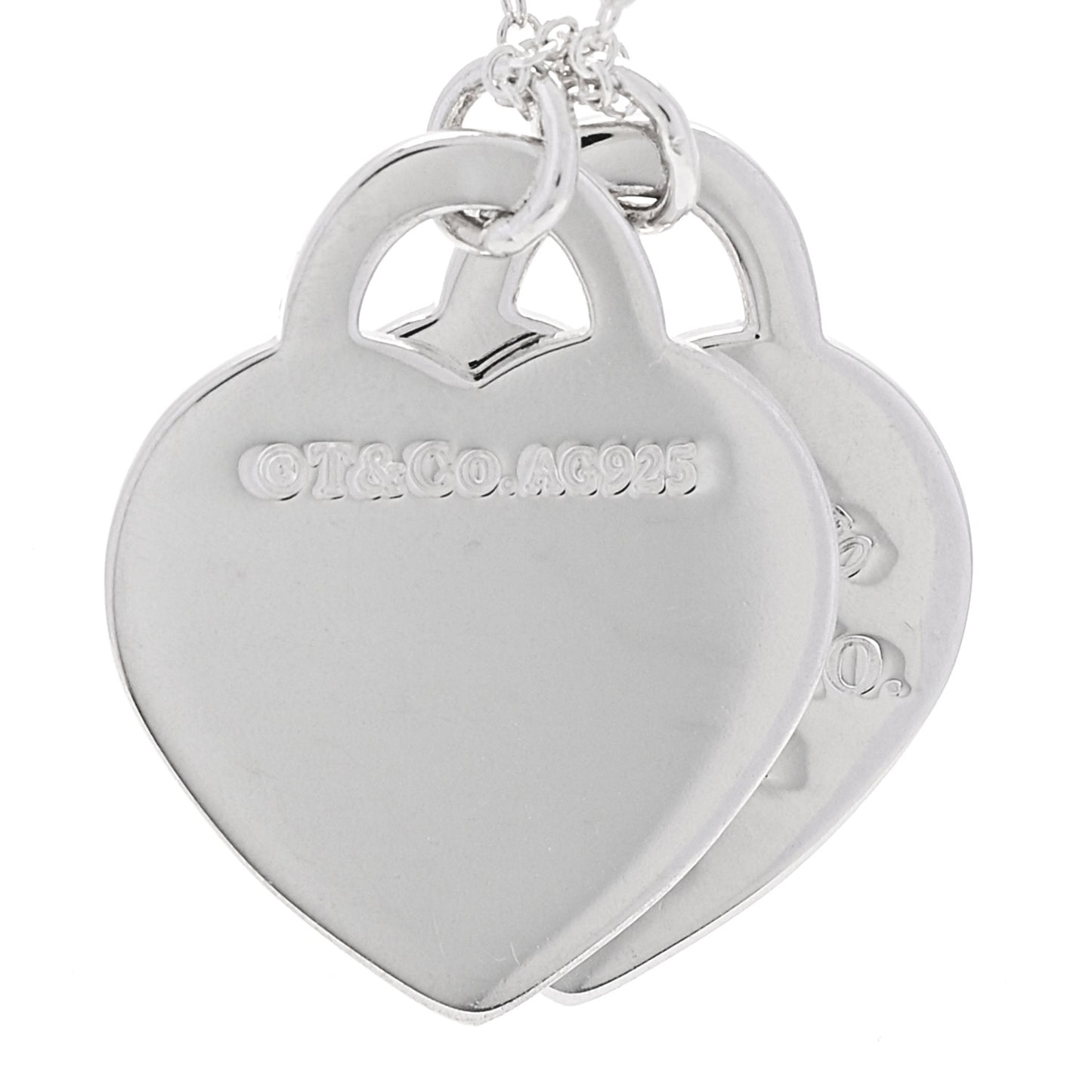 Sterling Silver Enamel Large Return to Tiffany Double Heart Tag Pendant Necklace Red
