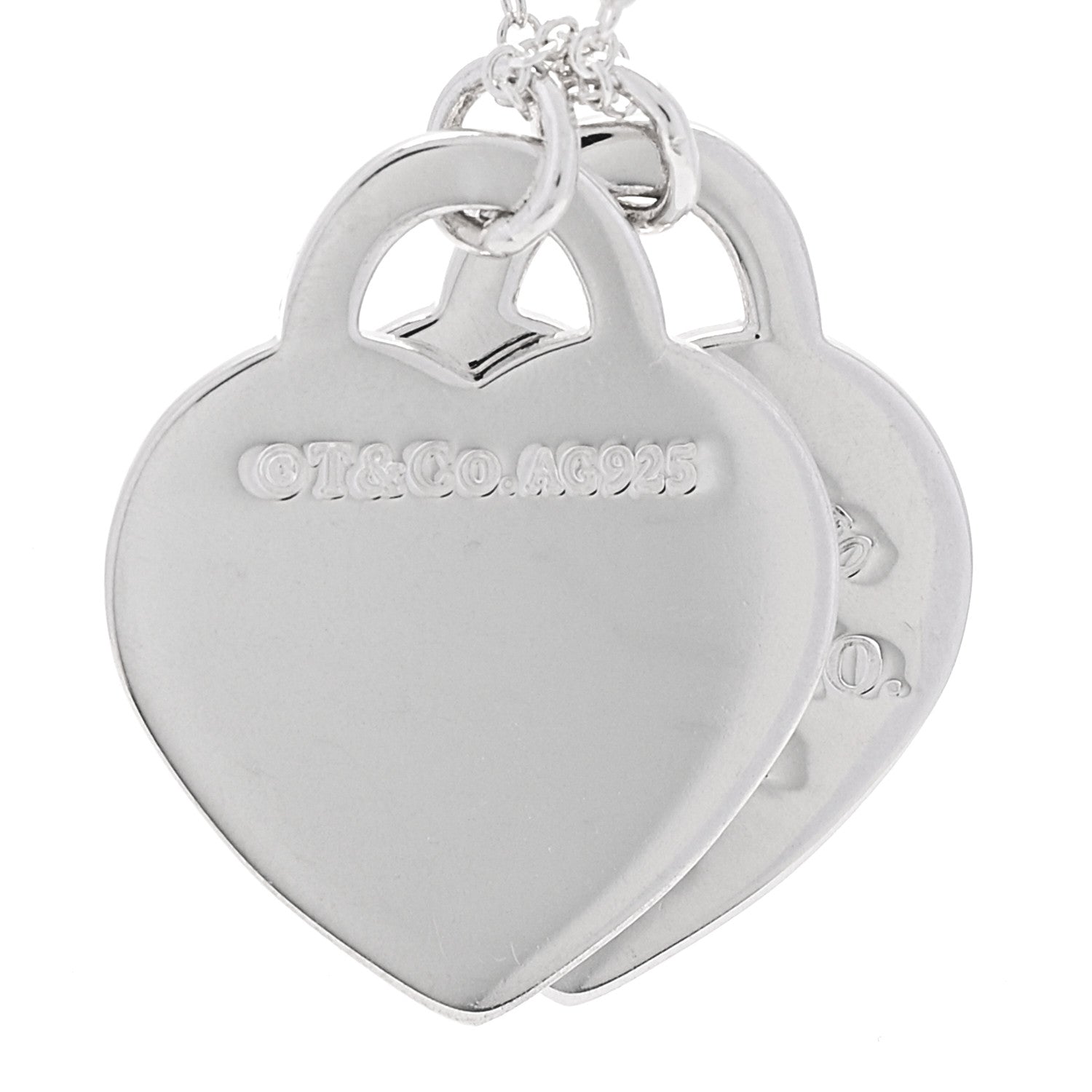 Tiffany Sterling Silver Enamel Large Return to Tiffany Double Heart Tag Pendant Necklace Red 6 of 7