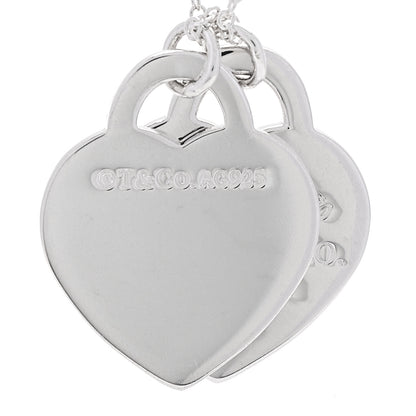 Tiffany Sterling Silver Enamel Large Return to Tiffany Double Heart Tag Pendant Necklace Red 6 of 7
