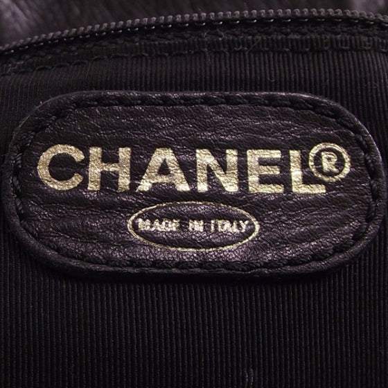 Leather Modern Chain Shopper Black