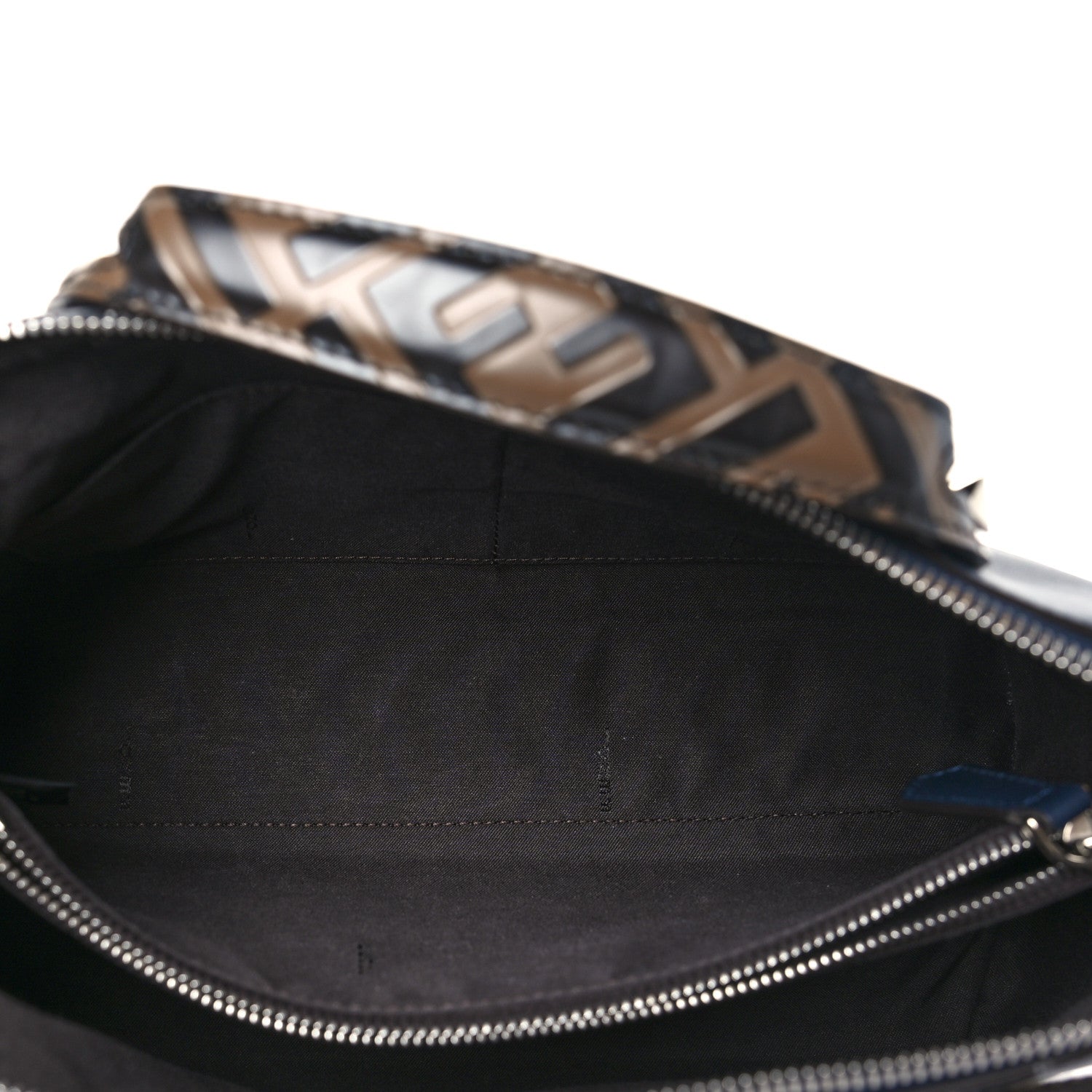 Fendi Vitello Dolce Bi-Color FF 1974 Embossed Medium By The Way Boston Bag Black Maya 5 of 10