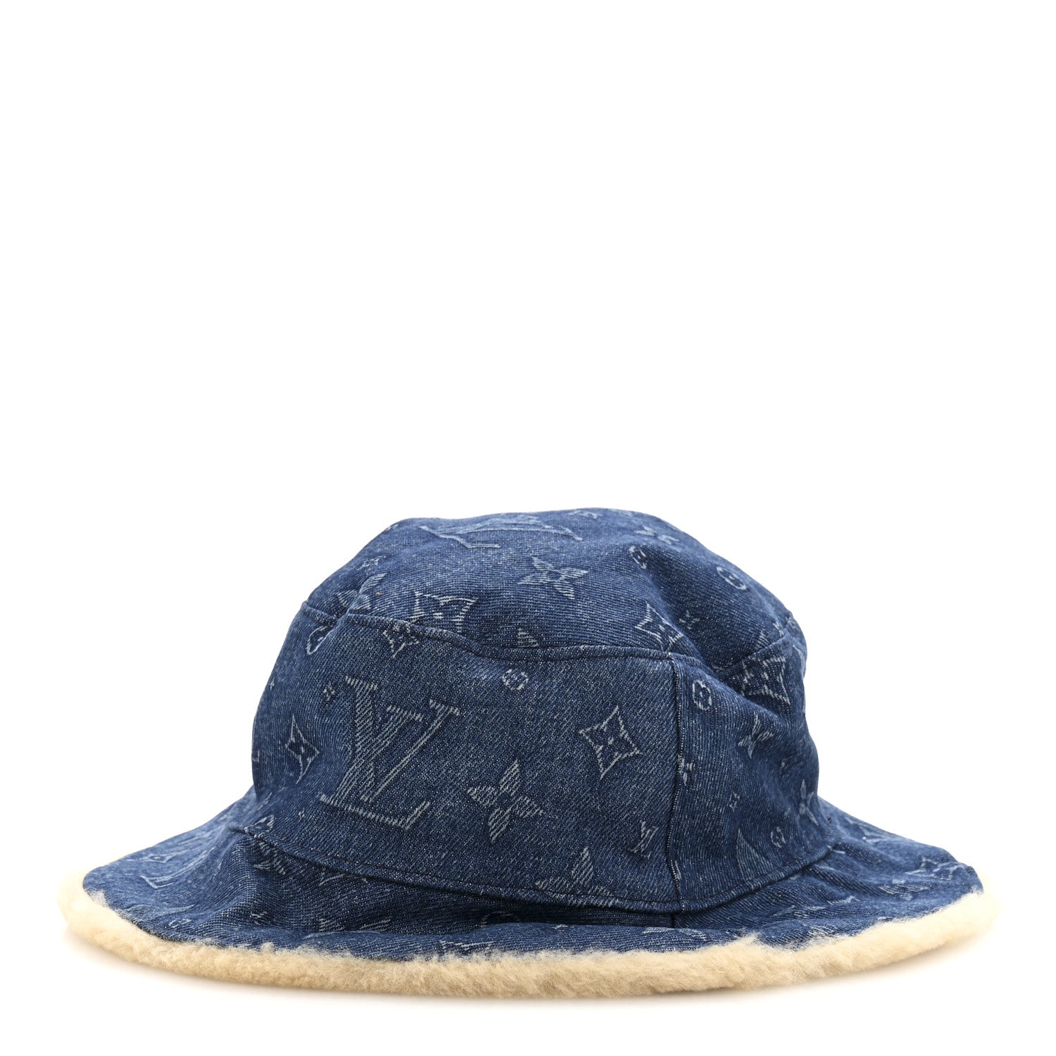 Louis Vuitton Monogram Denim Shearling Bucket Hat L Blue 1 of 9