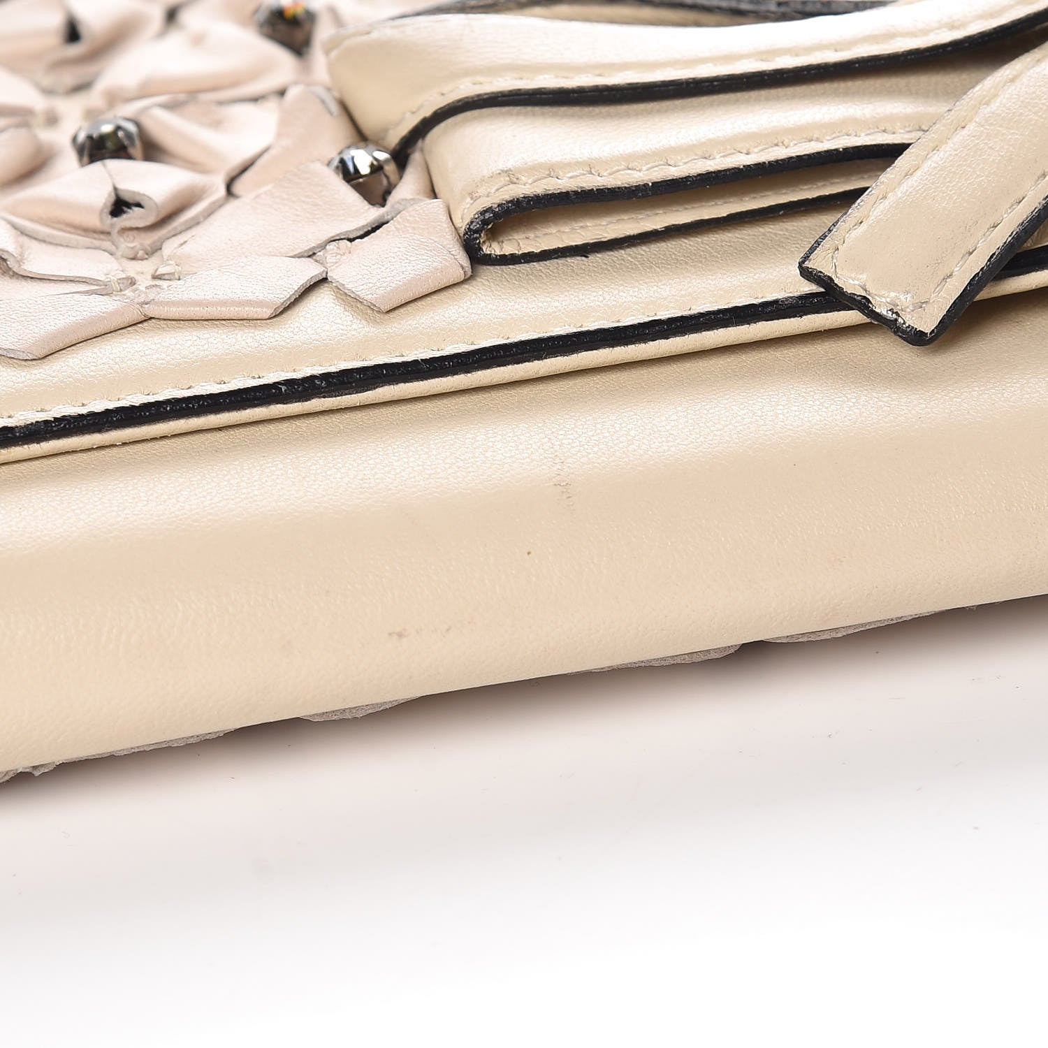 Valentino Garavani Vitello Glam Flower Crystal Bow Clutch Nude 9 of 21