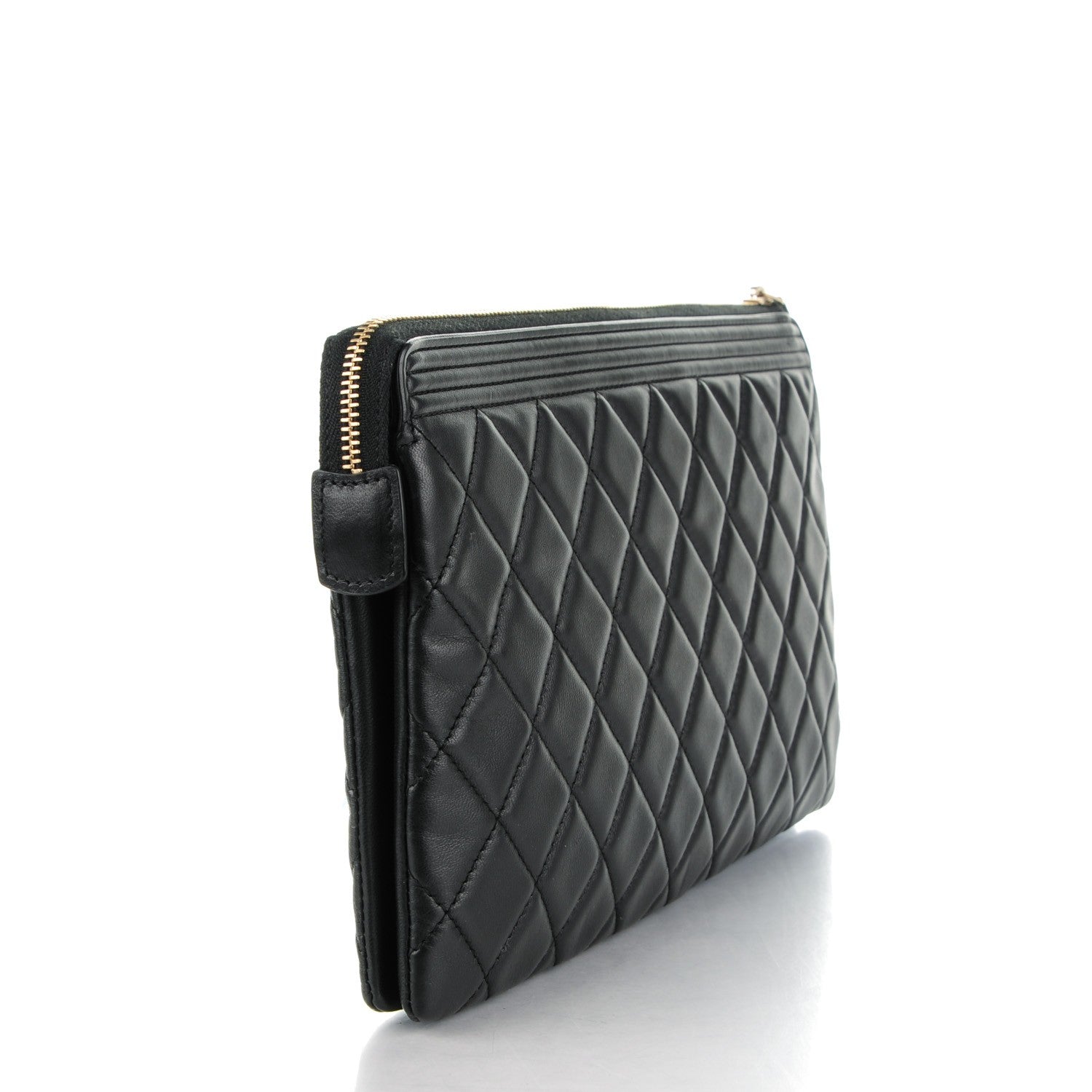 Chanel Lambskin Quilted Medium Boy Pouch Black 3 of 8