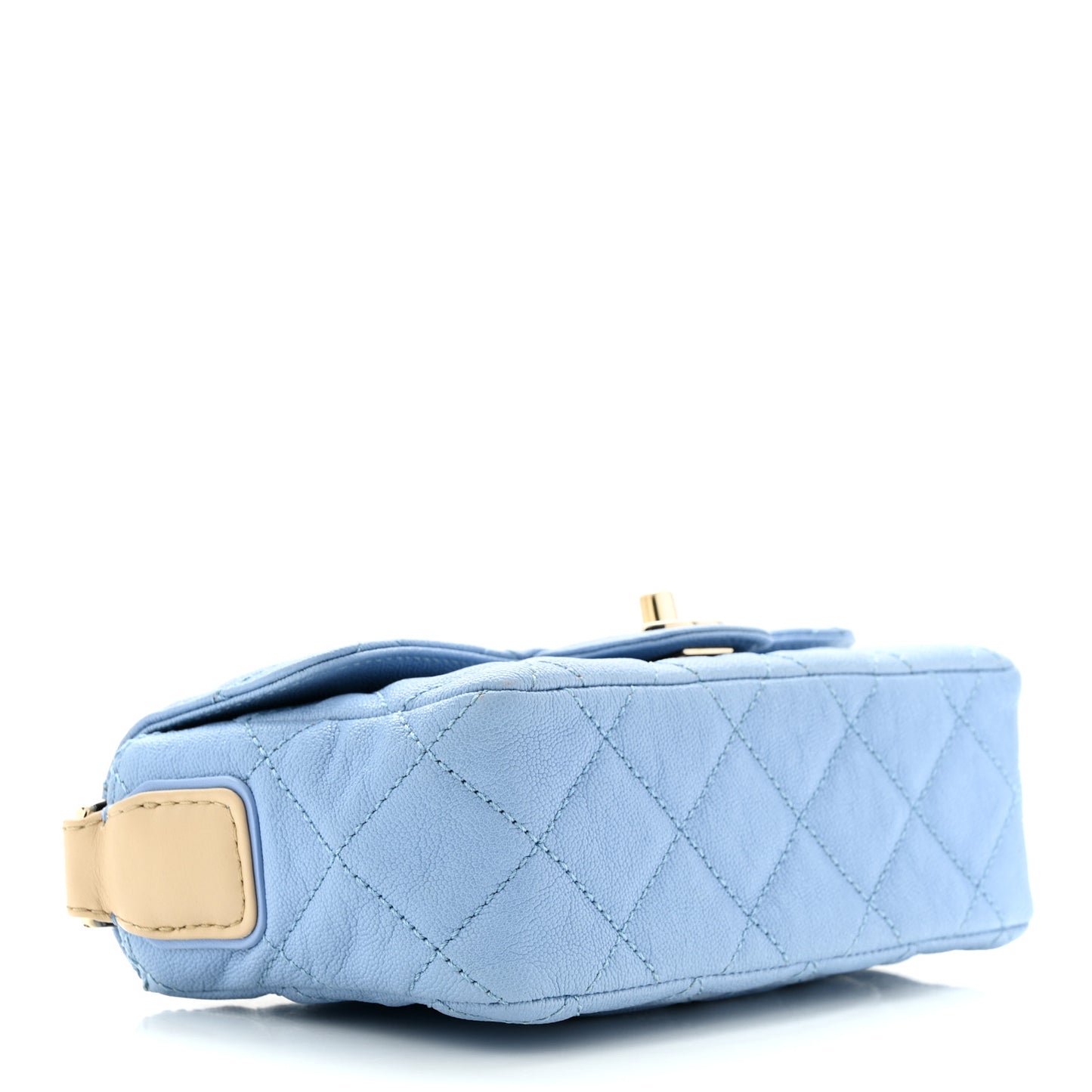 Caviar Quilted Mini Flap With Thick Strap Blue