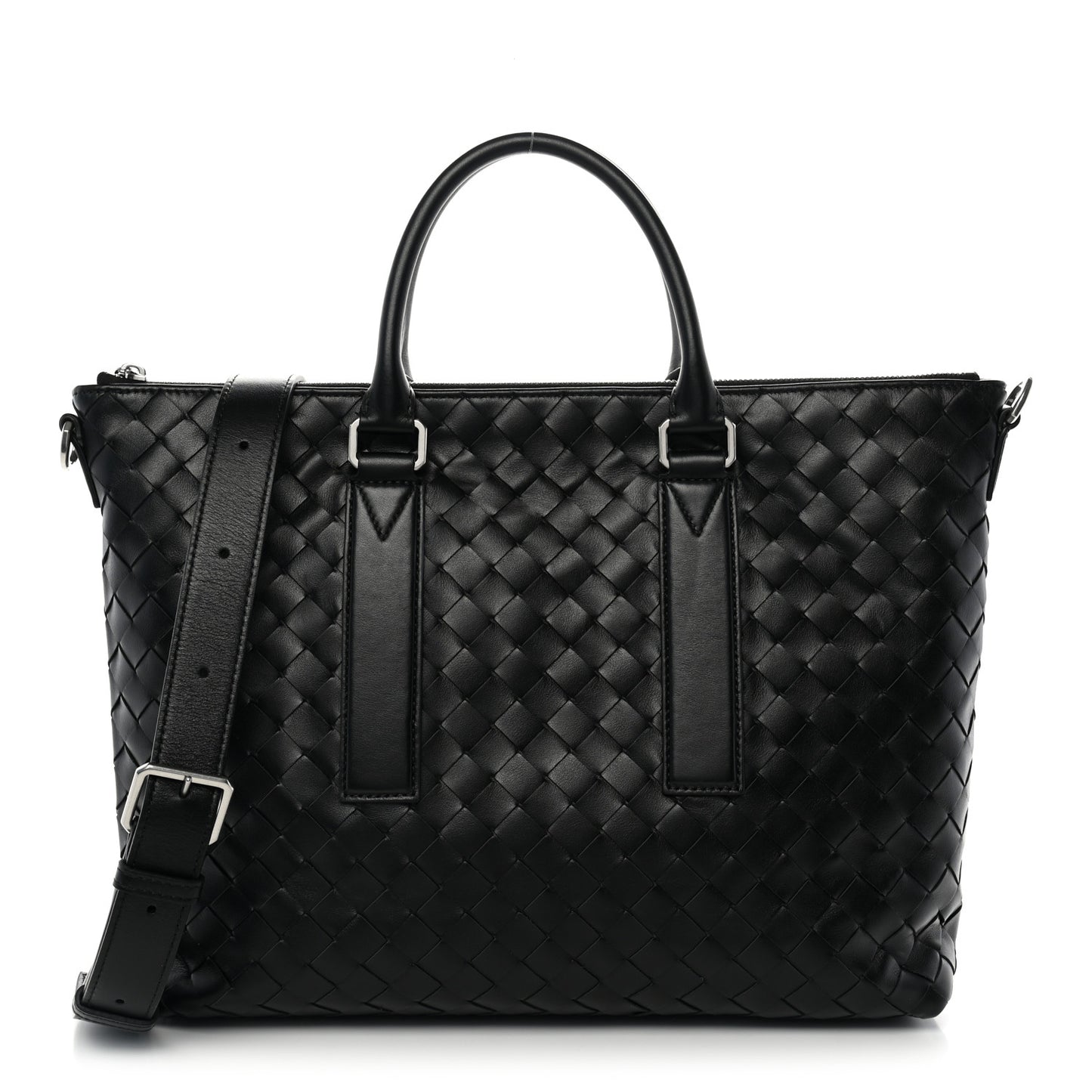 Calfskin Intrecciato Zipped Tote Black