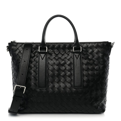 Bottega Veneta Calfskin Intrecciato Zipped Tote Black 1 of 10