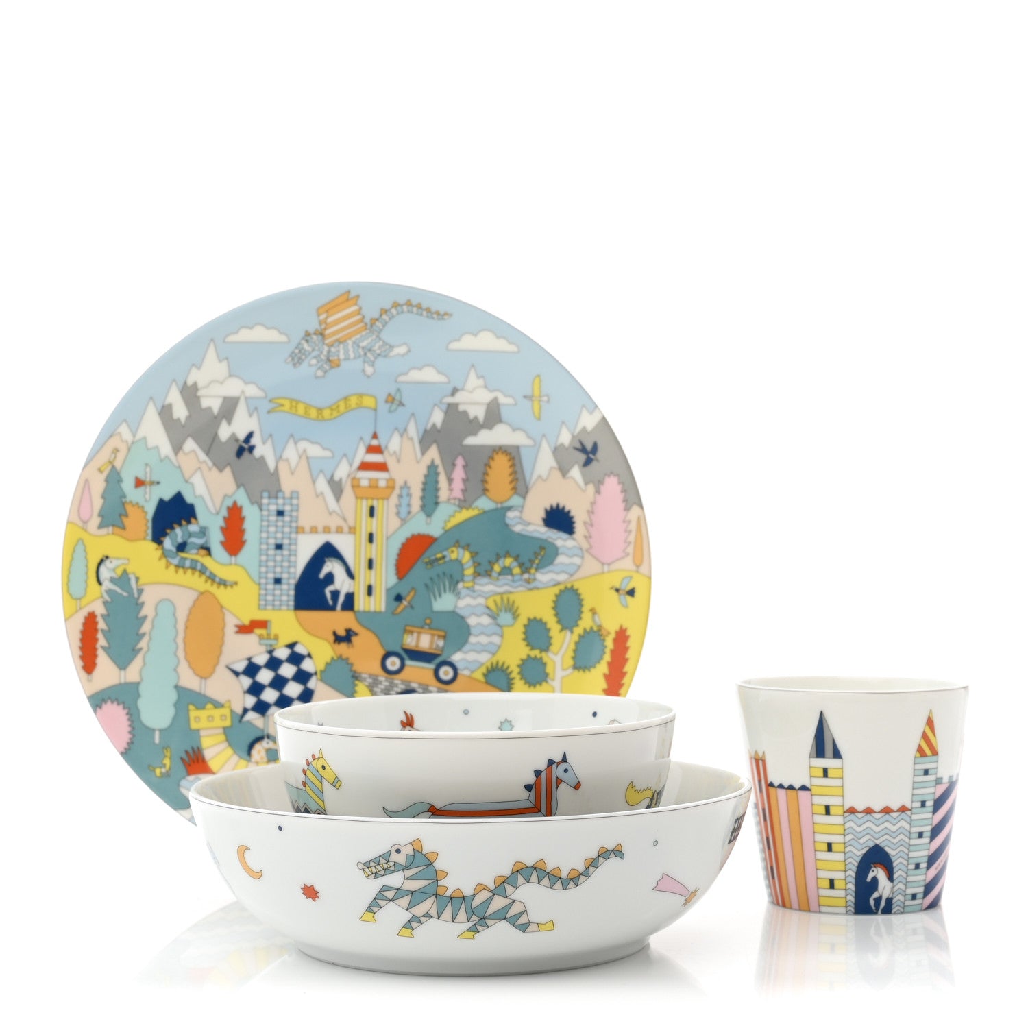 Hermes Porcelain Epopee Set of 4 Pieces 1 of 12