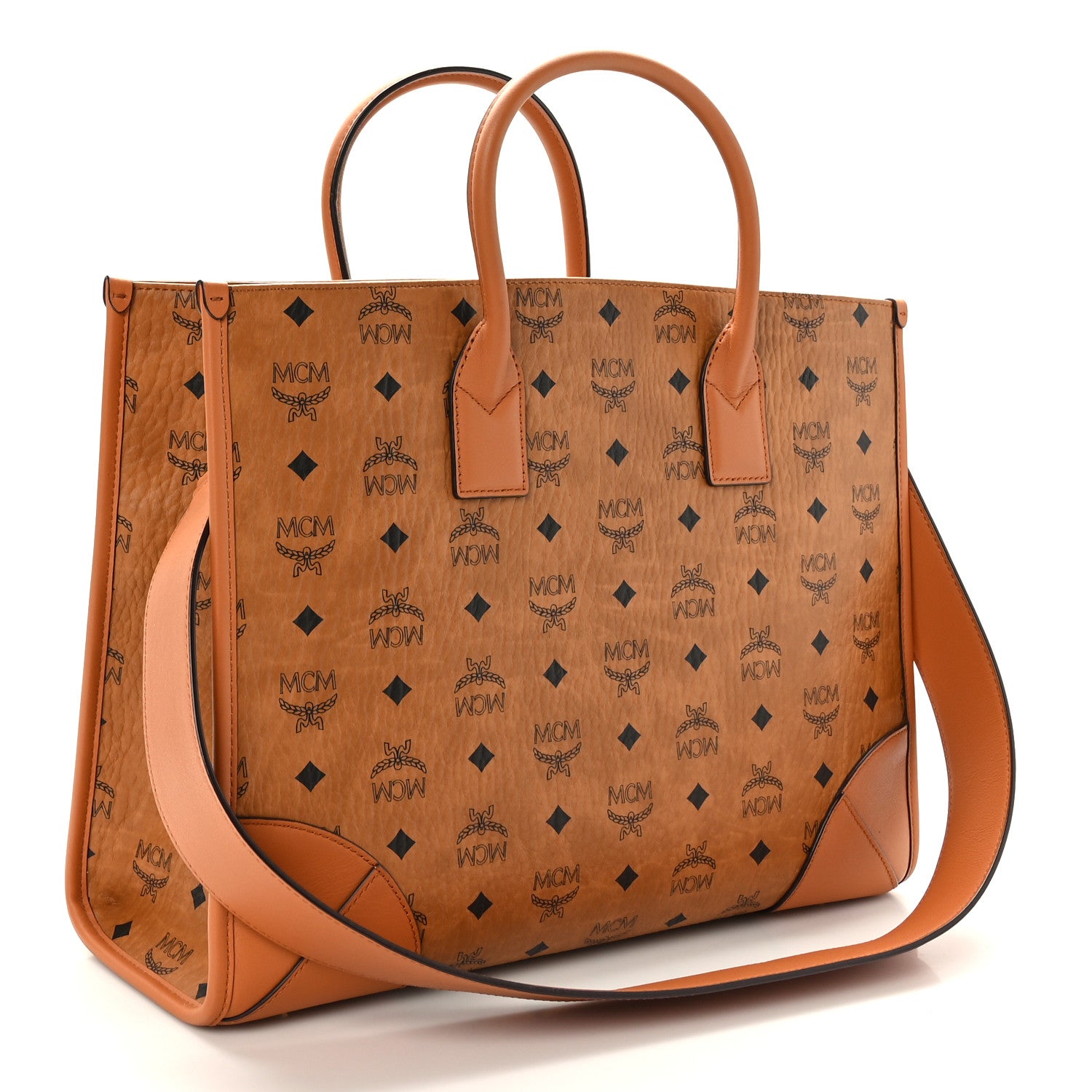 MCM Visetos Large Munich Tote Cognac 4 of 9