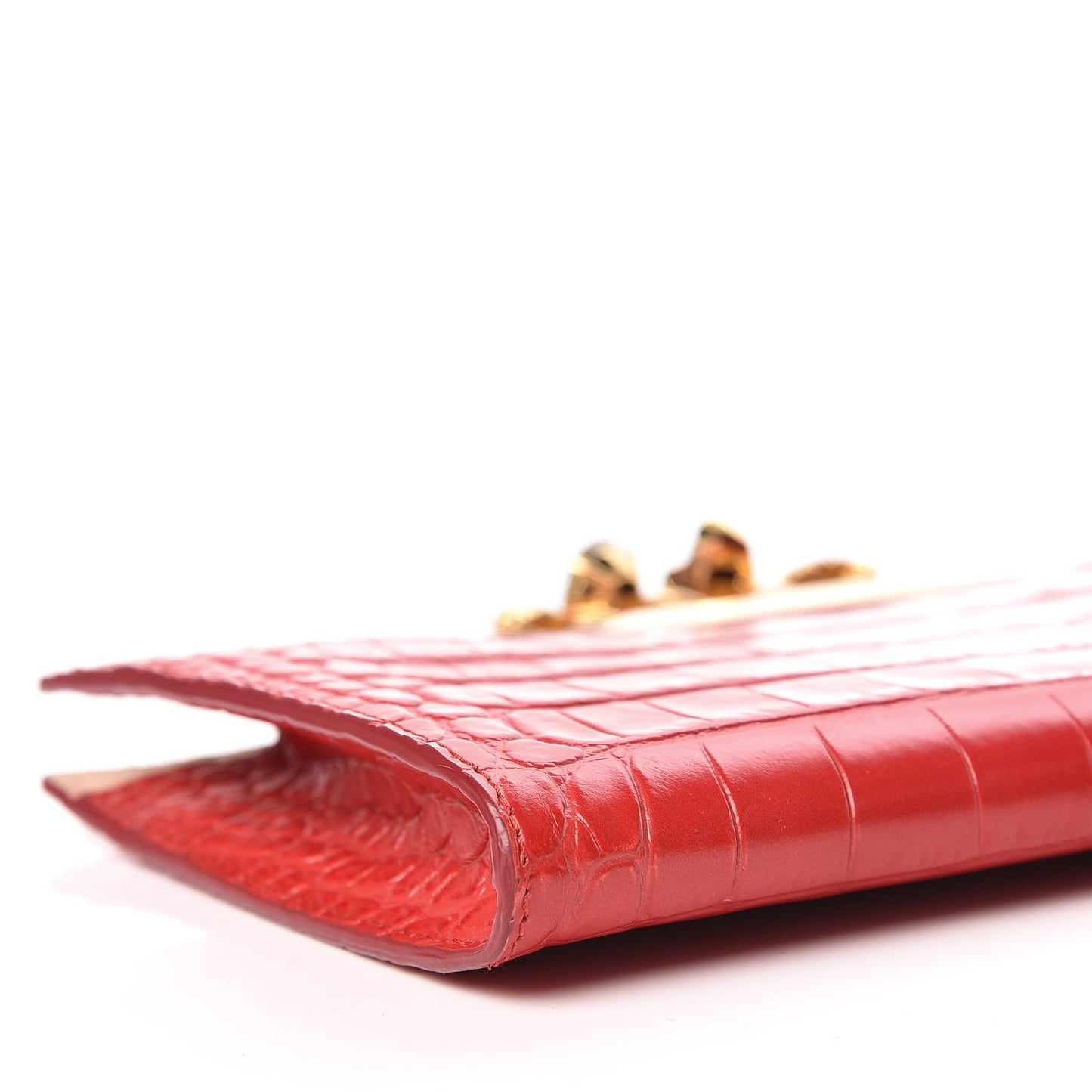 Calfskin Crocodile Embossed Knuckle Flat Clutch