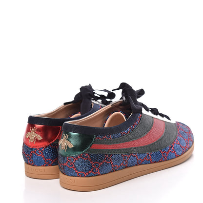Gucci Lurex Calfskin Web GG Monogram Womens Falacer Sneakers 41 Iridescent Blue Iridescent Red Silver 4 of 10