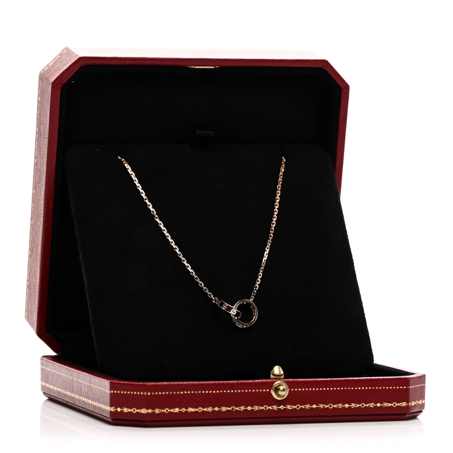 18K Pink Gold Diamond Interlocking LOVE Necklace