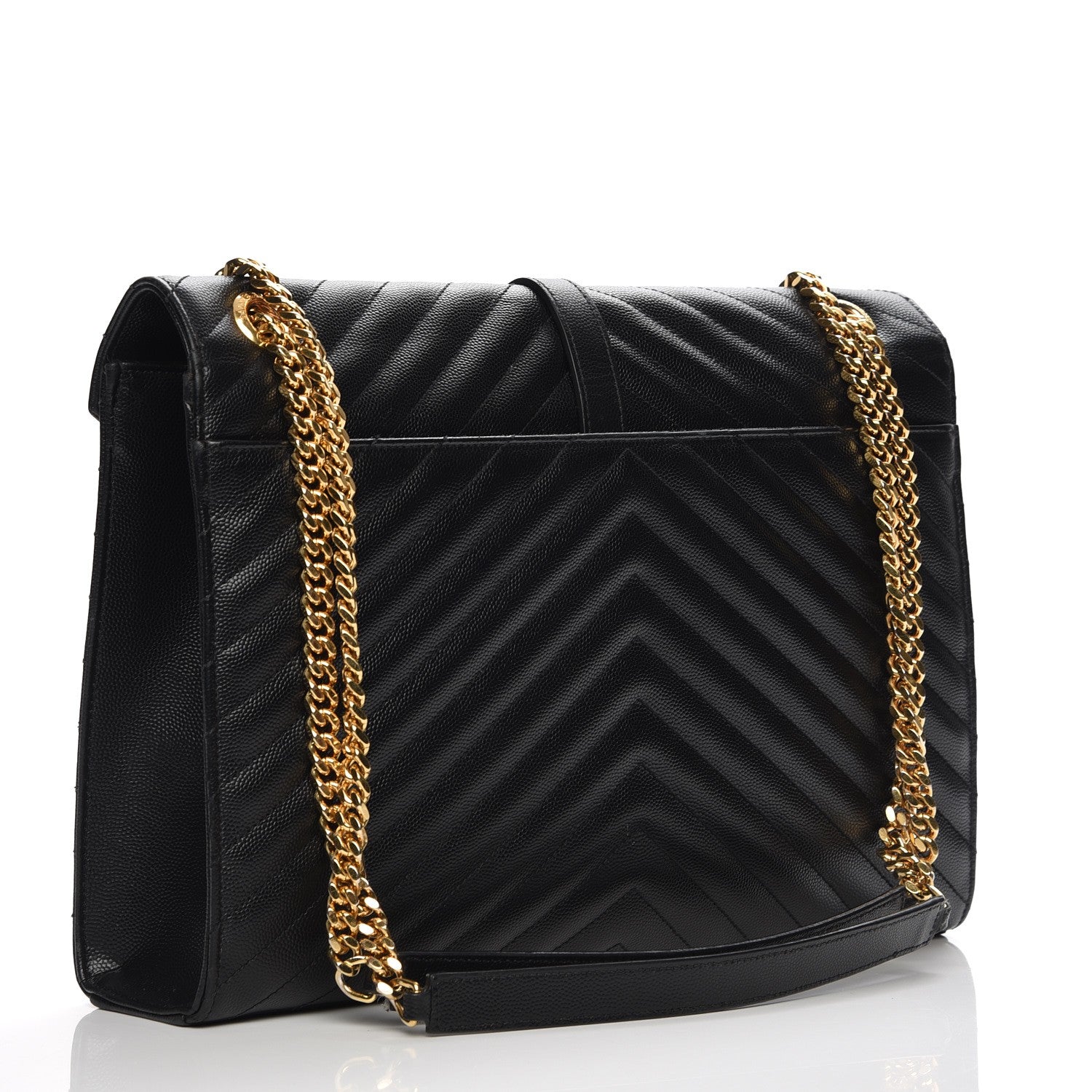Saint Laurent Grain De Poudre Matelasse Chevron Large Monogram Satchel Black 3 of 10