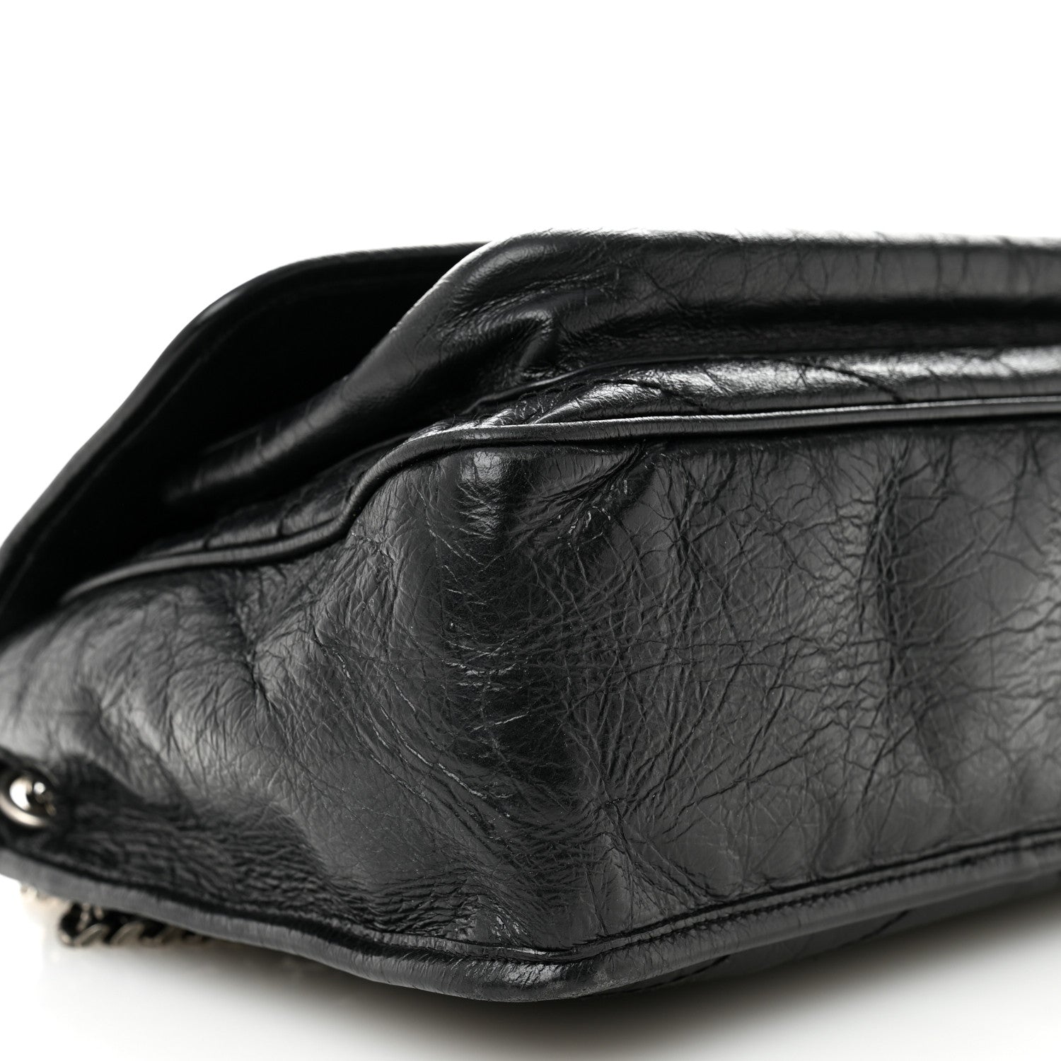 Saint Laurent Crinkled Calfskin Matelasse Monogram Medium Niki Chain Satchel Black 9 of 10