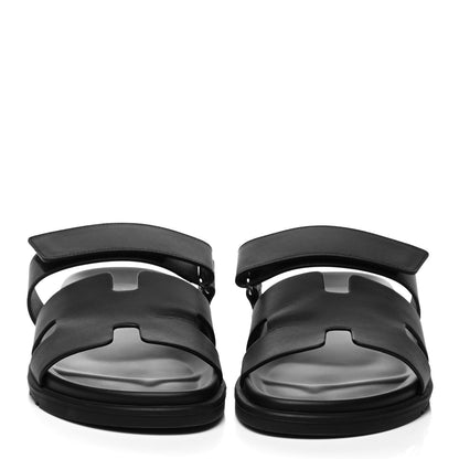 Hermes Calfskin Mens Chypre Sandals 42 Black 2 of 7