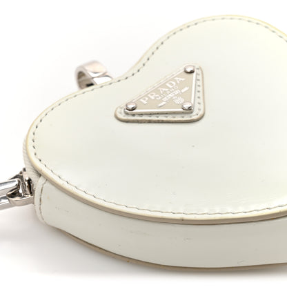 Prada Spazzolato Heart Coin Pouch Bag Charm White 6 of 7
