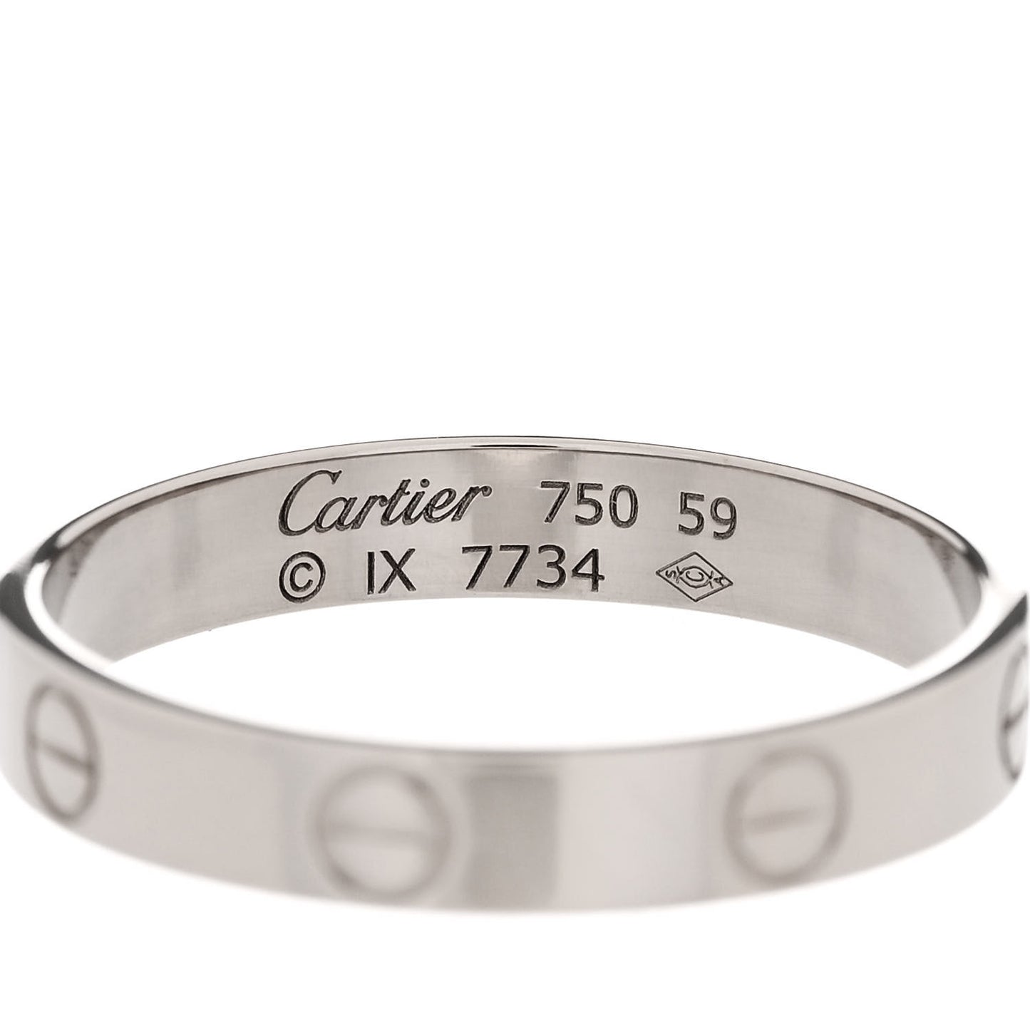 18K White Gold 3.5mm LOVE Wedding Band Ring 59 8.75