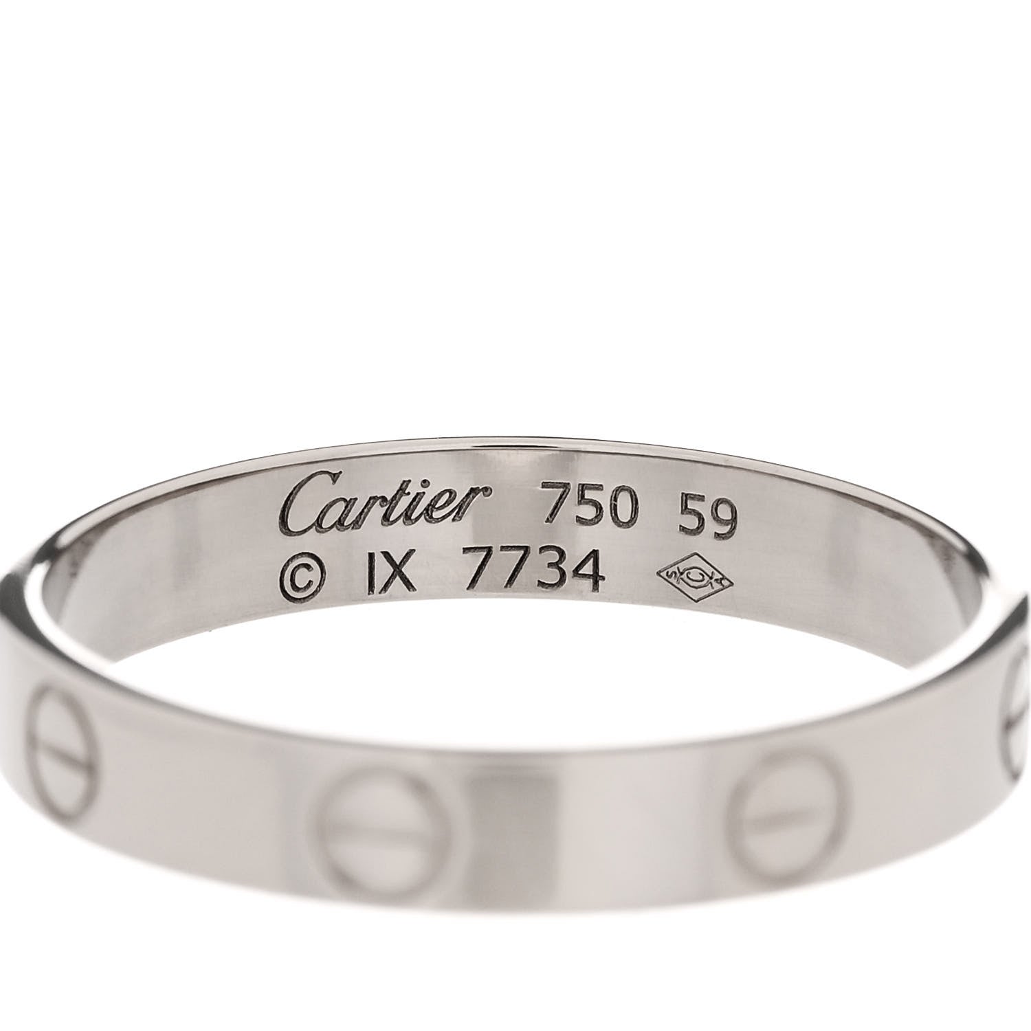 Cartier 18K White Gold 3.5mm LOVE Wedding Band Ring 59 8.75 4 of 4