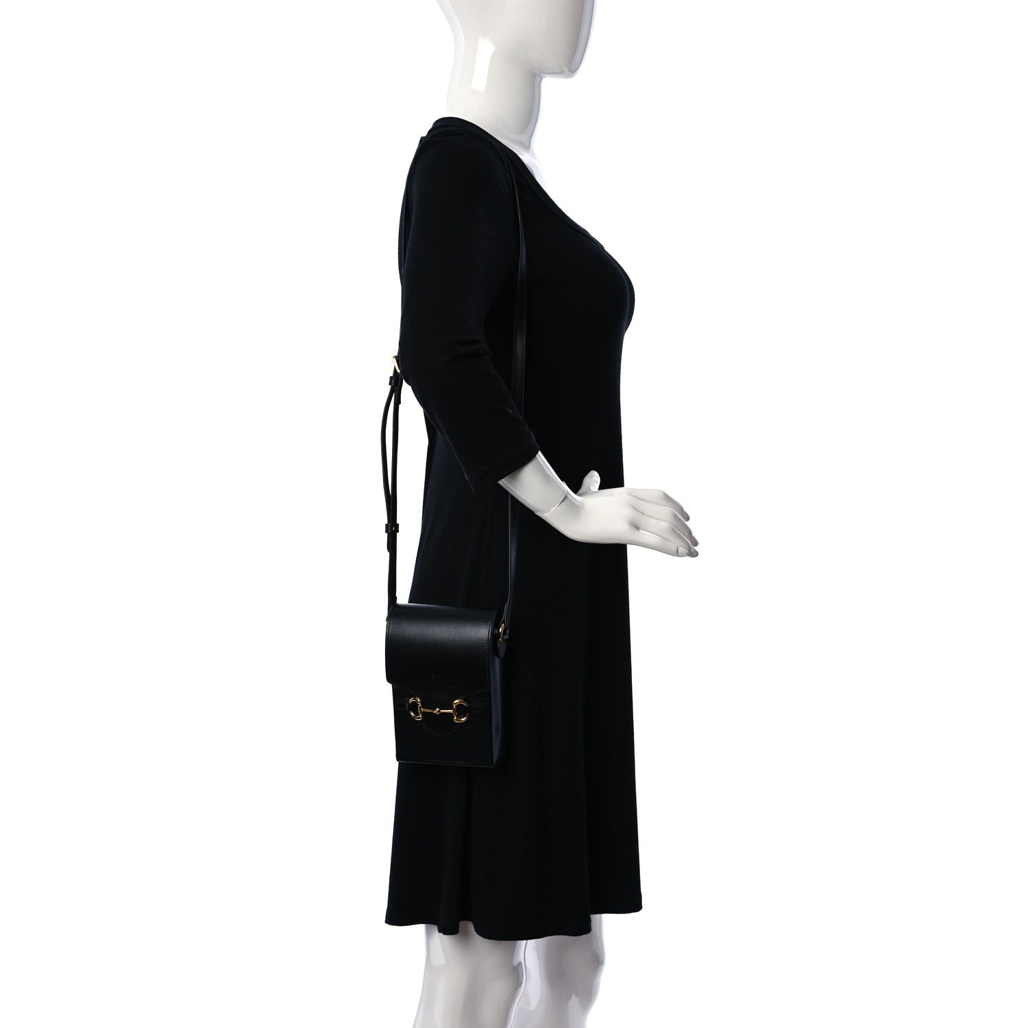 Gucci Boarded Plutone Calfskin Mini Horsebit 1955 Crossbody Bag Black 2 of 11