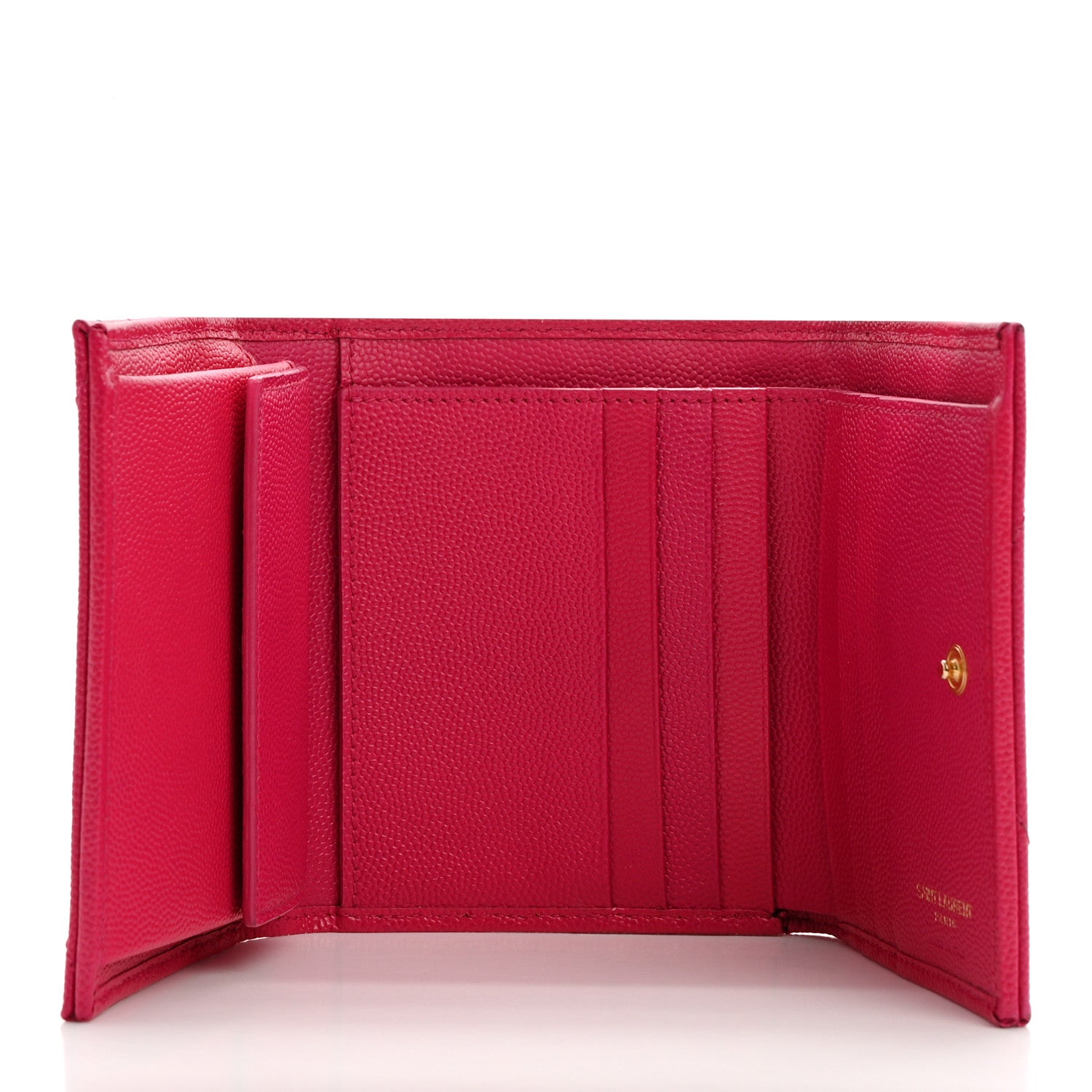 Saint Laurent Grain De Poudre Matelasse Chevron Monogram Compact Wallet Bubblegum 5 of 10