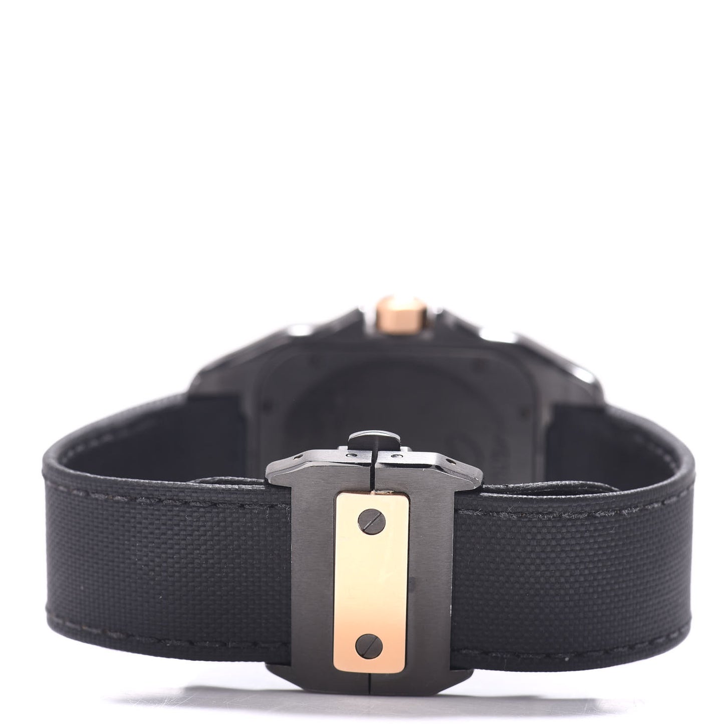 PVD Stainless Steel 18K Pink Gold Nylon 38mm Santos 100 Automatic Watch Black