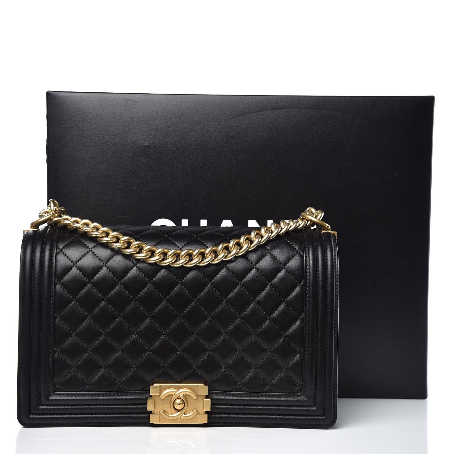 Lambskin Quilted New Medium Boy Flap Black