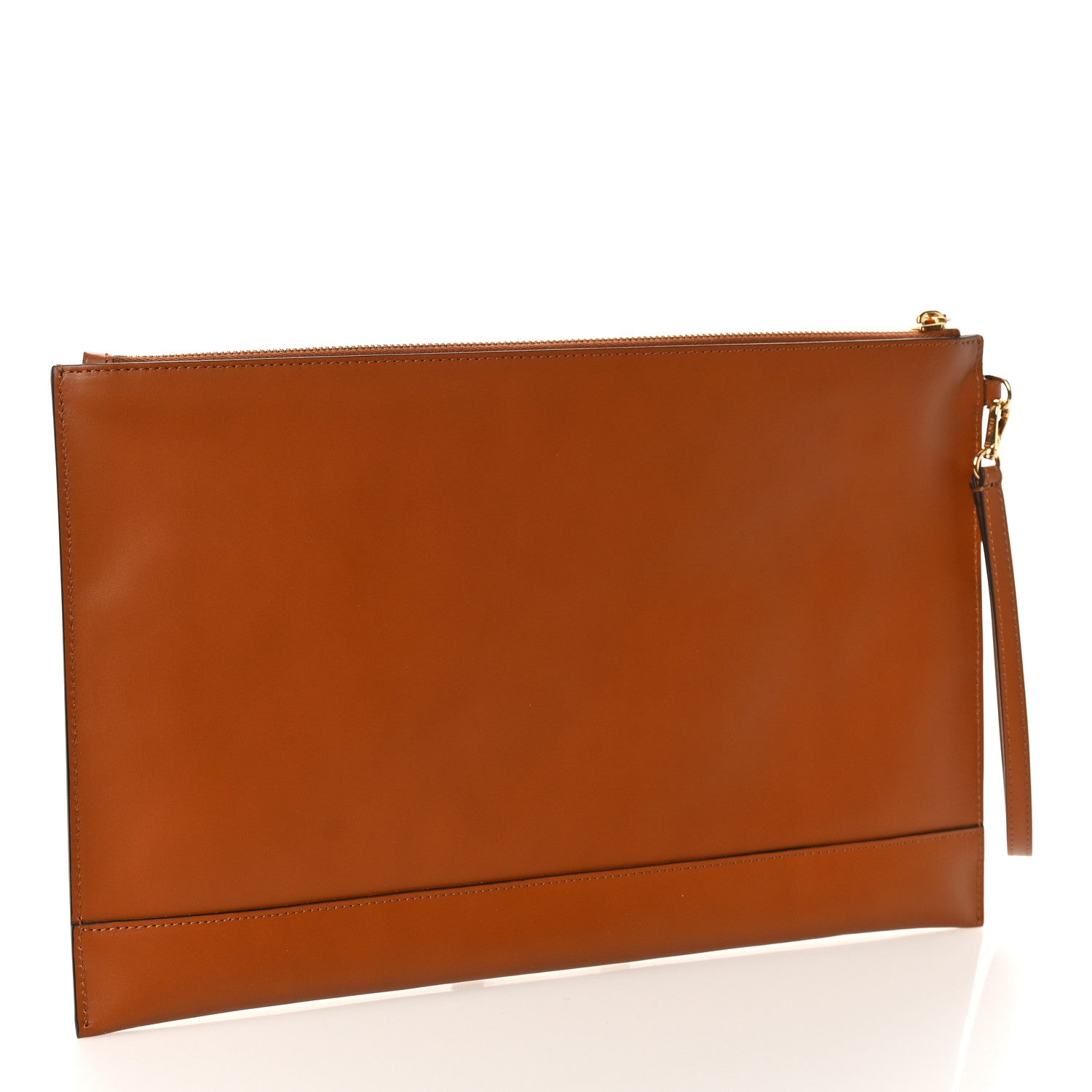 Fendi Vitello King Logo Embossed Large Flat Pouch Cuoio 3 of 8