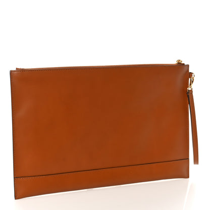 Fendi Vitello King Logo Embossed Large Flat Pouch Cuoio 3 of 8