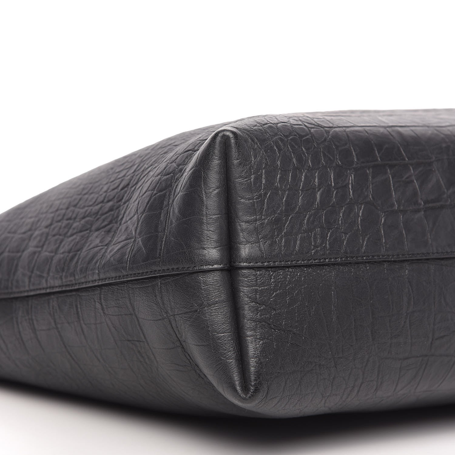 Saint Laurent Calfskin Crocodile Embossed Large Shopper Tote Black 7 of 12