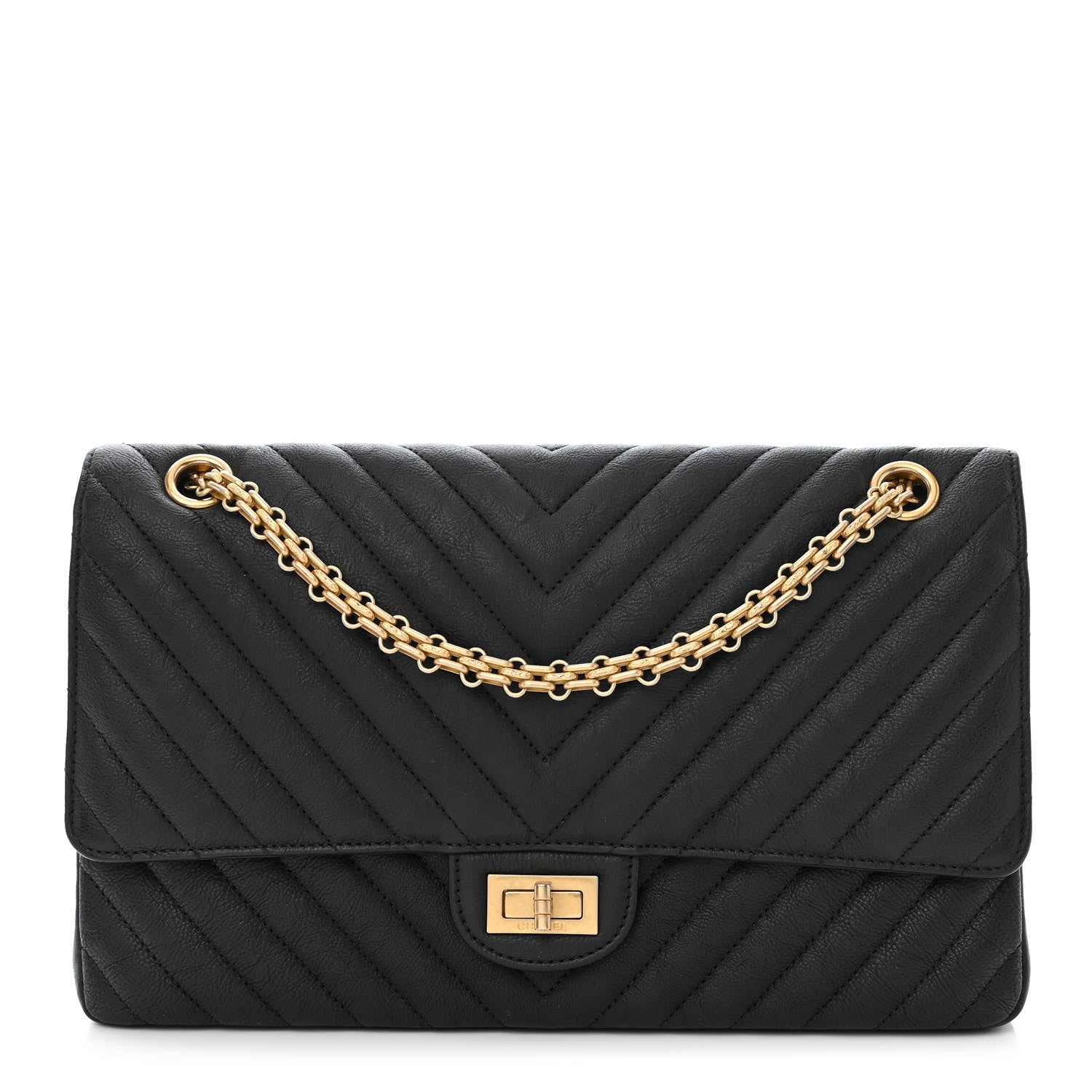 Chanel Crumpled Calfskin Chevron Quilted 2.55 Reissue 226 Black 1 of 12