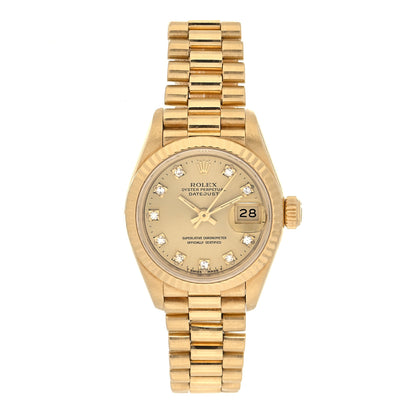 Rolex 18K Yellow Gold Diamond 26mm Datejust President Watch Champagne 69178 1 of 4