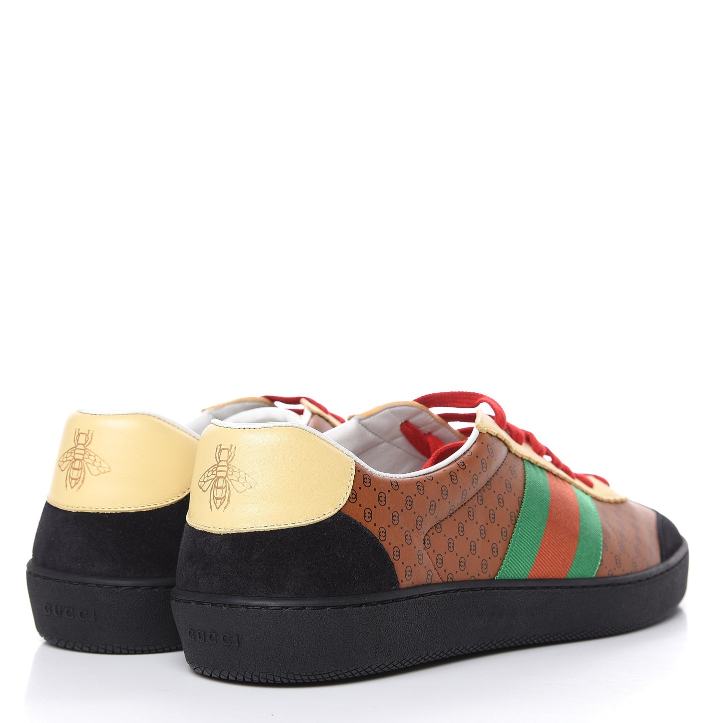 X DAPPER DAN Calfskin Suede GG Micro Monogram Mens G74 Sneakers 12.5 Black Cuir Burro