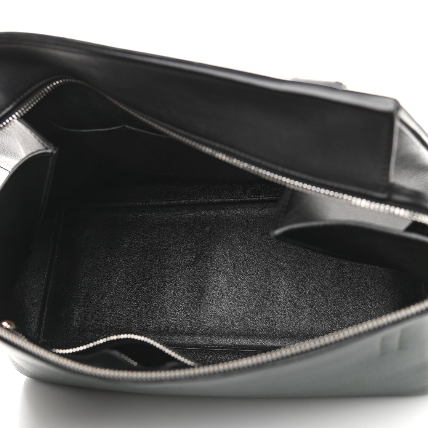 Grained Calfskin Small Bi-Color Edge Shoulder Bag Black Green