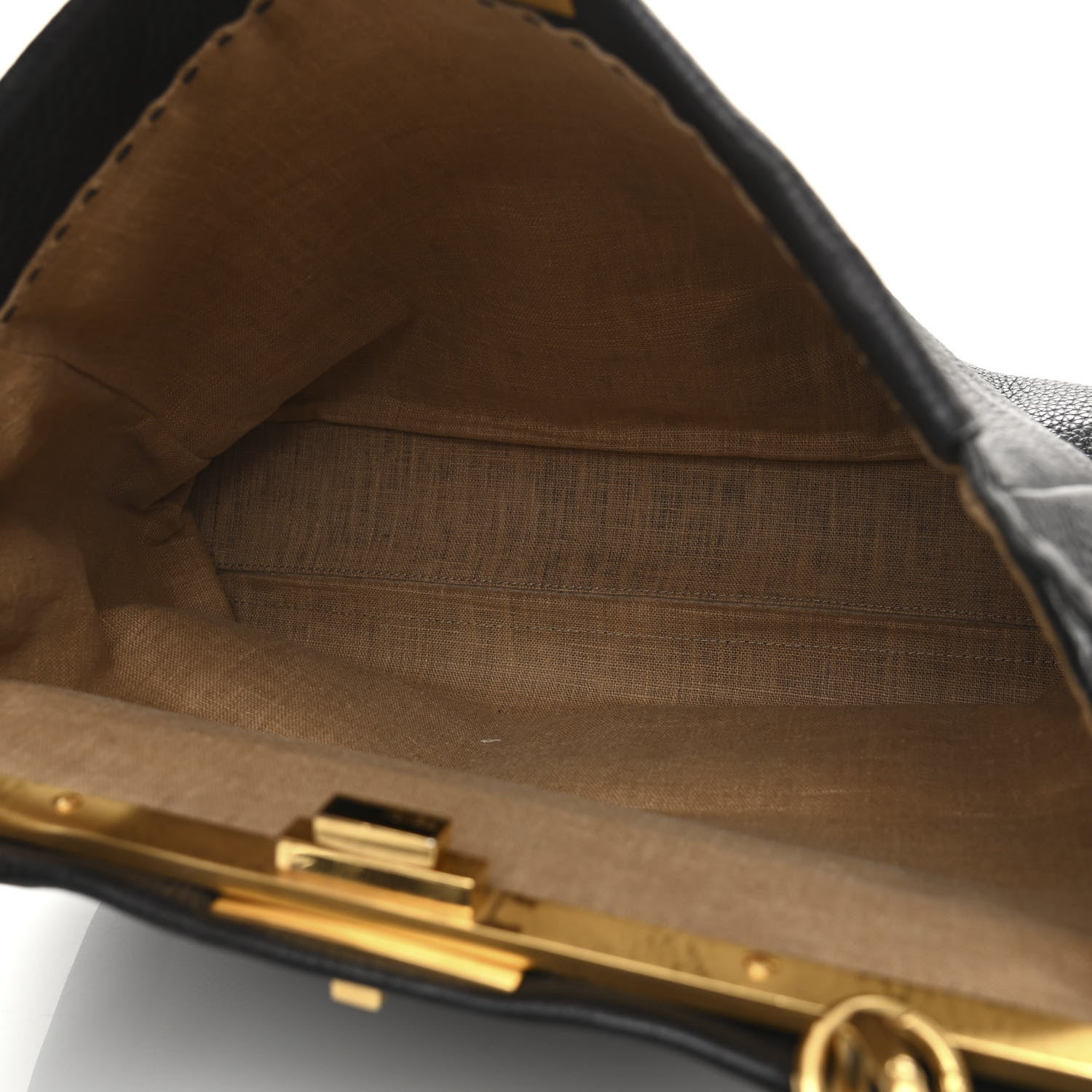 Fendi Cuoio Romano Selleria Large Peekaboo Iconic Satchel Black Moro 7 of 16