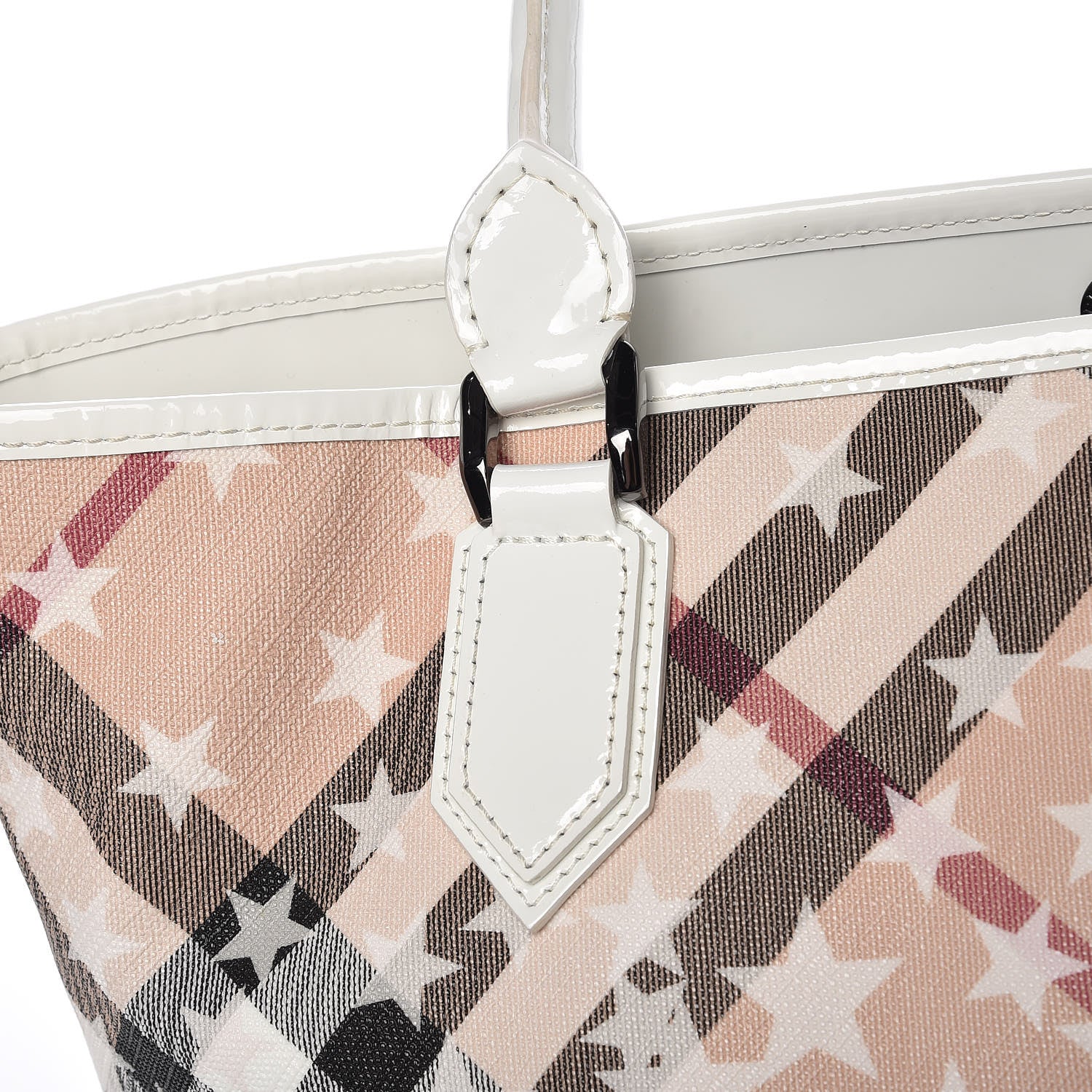 Burberry Patent Supernova Check Stars Medium Nickie Tote White 17 of 21