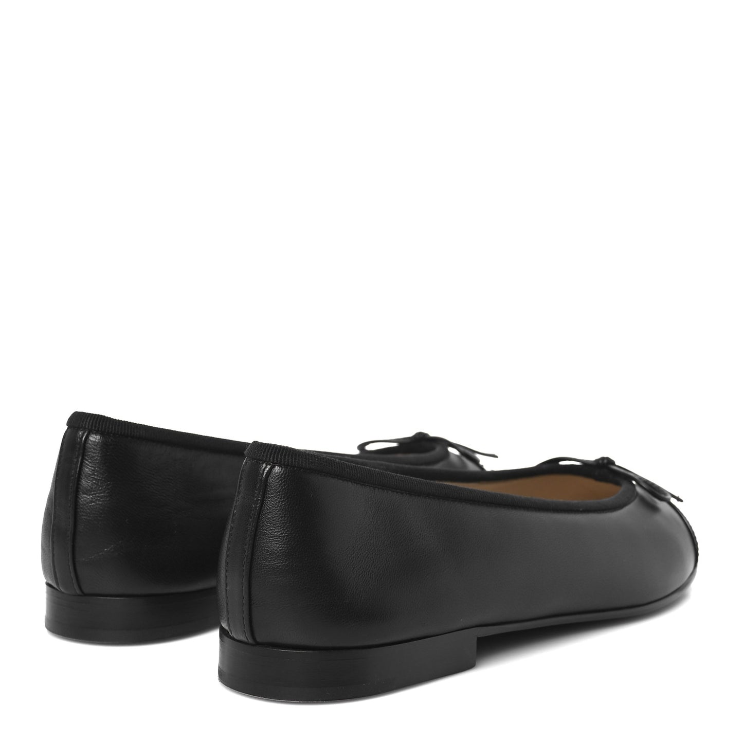 Lambskin Patent Cap Toe Ballerina Flats 38 Black