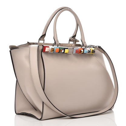 Fendi VItello Dolce Studded Petite 3Jours Tote Grigio Polvere Multicolor 3 of 9
