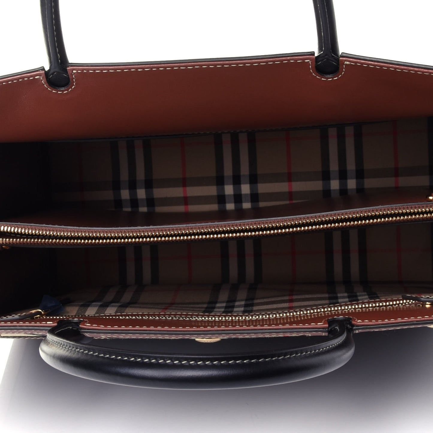 Calfskin Vintage Check Medium Two Handle Title Bag Black