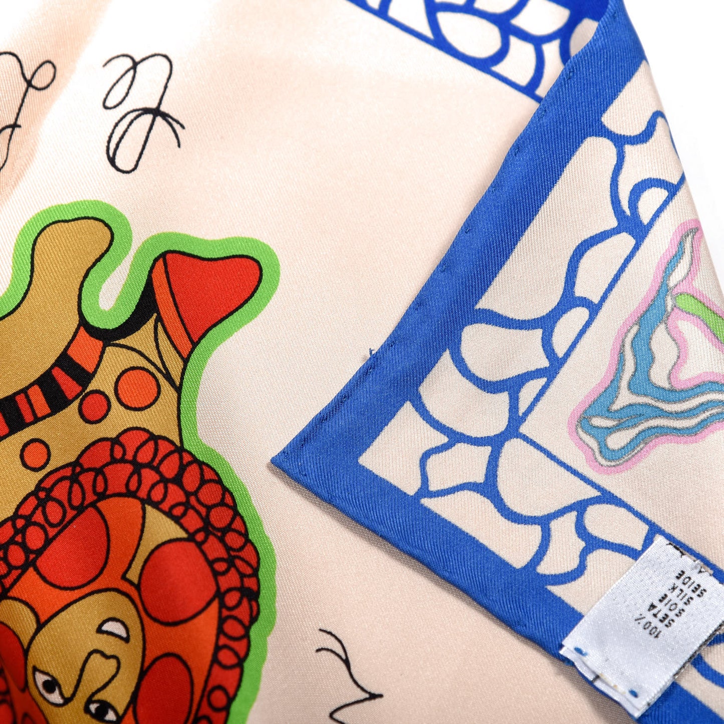 Silk Print Square Scarf Multicolor