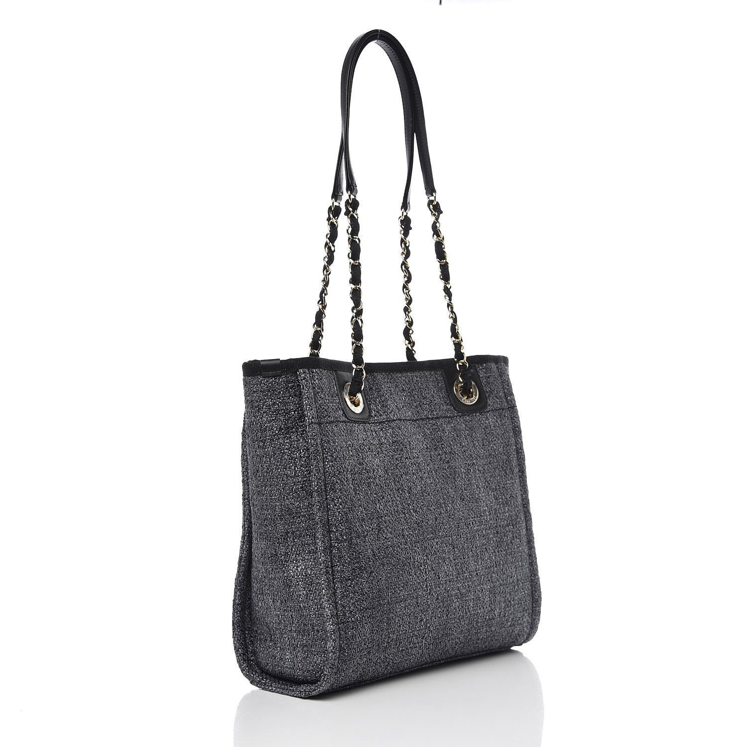 Chanel Lurex Straw Mini Deauville Tote Black 3 of 9